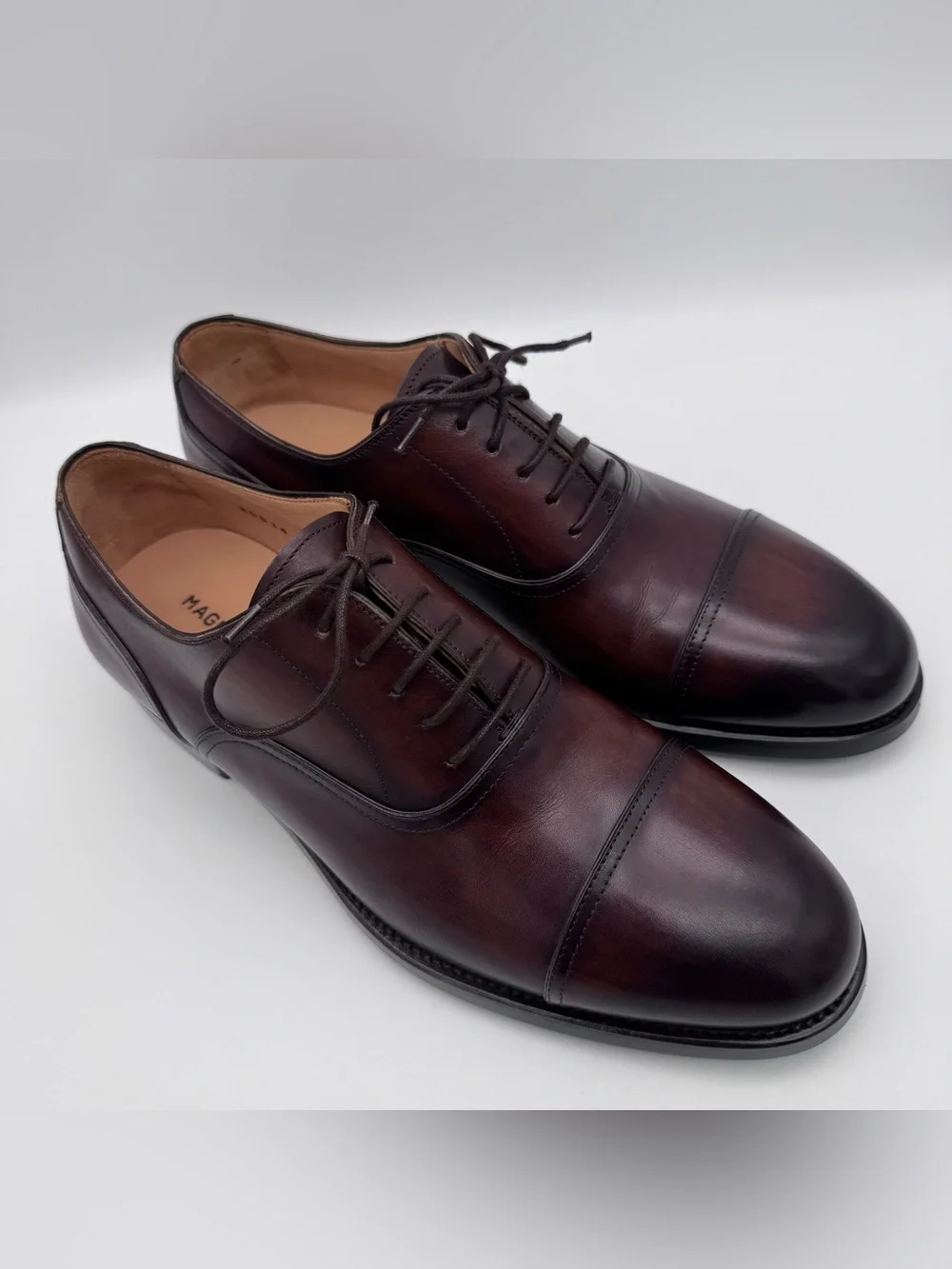 Magnanni Arcade Tabaco Leather Cap Toe Oxford Shoes Men EU 41 US 8 Made In Spain